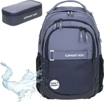 Produktbild von Schulrucksack Set 2 Teile Elephant Hero Signature Rucksack Schultasche Jungen Mäppchen Box 13047 Color Block Anthrazit Schwarz r mb