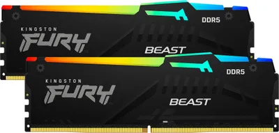 Produktbild von Kingston Technology FURY Beast 64 GB 6000 MT/s DDR5 CL36 DIMM (2er-Kit) RGB EXPO, 64 GB, 2 x 32 GB, DDR5, 288-pin DIMM