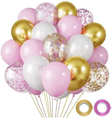 Zdjęcie produktu dla Dekoracja z motywem przeterminowania, 30 kolorowych balonów, idealna na wesela, urodziny, baby shower, chrzciny, kolor różowy, 25 cm
