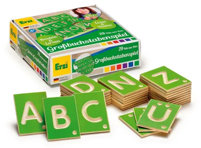 Immagine prodotto di Gioco educativo in legno con lettere maiuscole per bambini