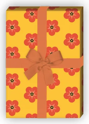 Produktbild von Schönes Geschenkpapier Set mit Sommer Blumen, gelb - G8541, 32 x 48cm