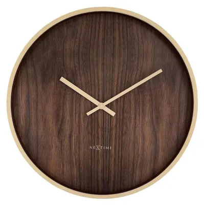 Zdjęcie produktu dla Zegar ścienny 50 cm Silent Japandi ciemnobrązowy/jasnobrązowy, minimalistyczny