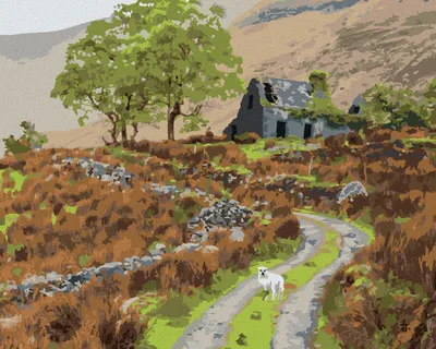 Produktbild von Zuty - Malen nach Zahlen - BERGLANDSCHAFT, IRLAND (TED DAVIS), 40x50 cm, mit Keilrahmen (bereits gespannt)