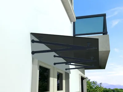 Produktbild von BuyLando (3V) 250x90 cm Grauglas Glasvordach inkl. Edelstahlhalter RAL 7016