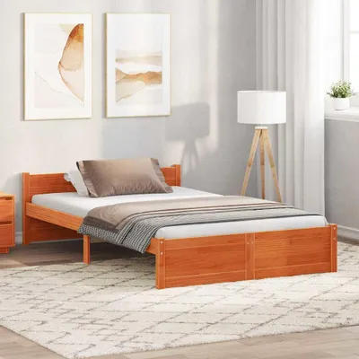 Productafbeelding van Maison Exclusive - Bedframe met hoofdeinde, in de kleur warmbruin, afmetingen 205,5 x 125,5 x 51 cm