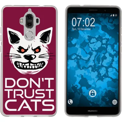 Produktbild von PhoneNatic Case kompatibel mit Huawei Mate 9 Silikon-Hülle Crazy Animals Katze M1