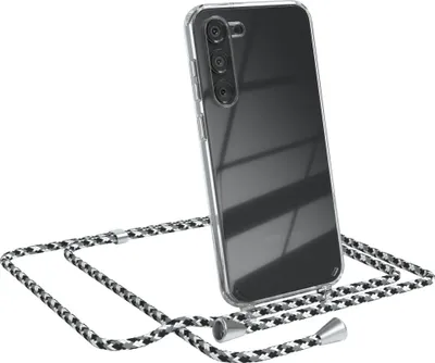 Produktbild von EAZY CASE Handykette kompatibel mit Samsung Galaxy S23 Plus, Handyhülle mit Umhängeband, Handykordel, Schutzhülle Clear, Band in Schwarz