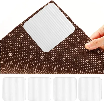 Produktbild von Teppich-Anti-Rutsch-Pads, 4er-Pack, waschbare Teppichclips, Teppichstöpsel mit Vakuumtechnologie, Hartholzboden-Anti-Rutsch-Pads, Anti-Rutsch-Teppichstöpsel, 10 cm x 10 cm
