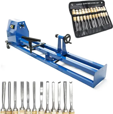 Produktbild von Drechselbank 400W & Schnitzeisen-Set 12tlg. u.a. mit Flachbeitel & Hohlbeitel