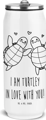Produktbild von Mr. & Mrs. Panda Trinkflasche Schildkröten Paar - Weiß - Geschenk, Freund, Jahrestag, sport, für Frauen, Schul, Freundin, Wasserflasche, Thermosflasche, Valentinstag