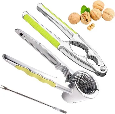 Produktbild von Set aus 2 Notenkräckern mit Gabel und Anti-Slip-Griff, ideal für Mandeln, Walnüsse und Haselnüsse