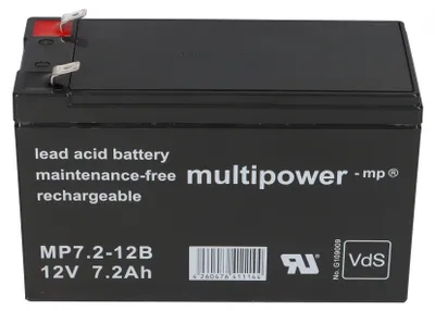 Produktbild von Multipower Blei-Akku MP7,2-12B Pb 12V / 7,2Ah + Ladegerät