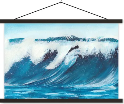Produktbild von MuchoWow® Textilposter Golf - Meer - Aquarell 150x100 cm mit schwarzem Rahmen - Schlafzimmer