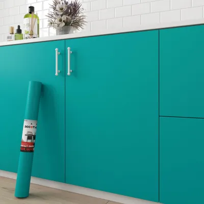 Productafbeelding van Zelfklevend behang 60 x 500 cm, pauwenblauw, mat, waterdicht, voor kinderkamer