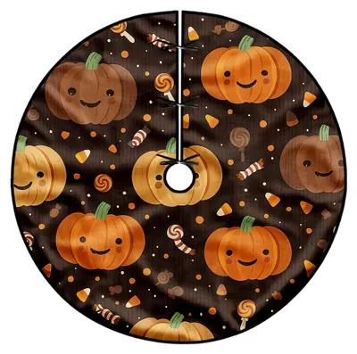 Produktbild von Kürbisbaumrock für Halloween, orange Samt, 121 cm