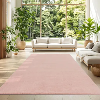 Produktbild von TT Home Wohnzimmer Teppich Kurzflor Anti-Rutsch Rückseite Unifarben Modern Waschbar Größe 60x100 cm
