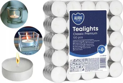 Zdjęcie produktu dla AURA Podgrzewacze Tealights Classic Premium 4h 100 szt. pf11-100s