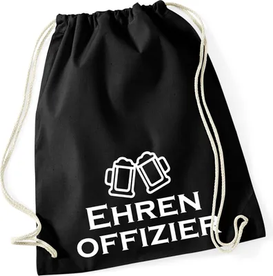 Produktbild von Huuraa Turnbeutel Ehrenoffizier Schützenfest 12 Liter Black Baumwolle Rucksack Geschenkidee