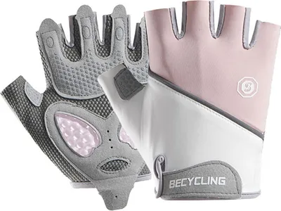 Produktbild von Atmungsaktive Eisseide-Fitnesshandschuhe, Flüssigsilikon Handflächenschutz, Unisex Halbfingerhandschuhe für Radsport & Workout