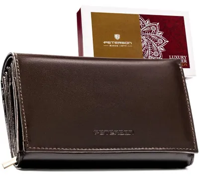Obrázok produktu pre Peterson dámska peňaženka z prírodnej kože hnedá RFID 15 cm