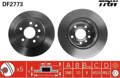 Produktbild von TRW Bremsscheiben (2 Stück) Hinterachse DF2773