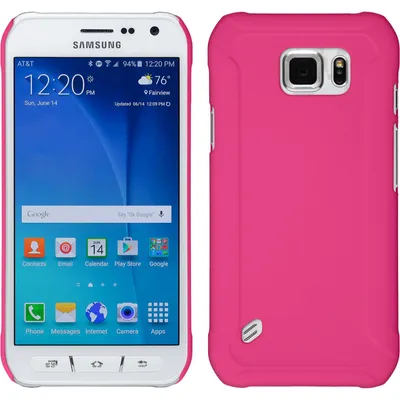 Produktbild von PhoneNatic Case kompatibel mit Samsung Galaxy S6 Active - Hülle pink gummiert Hard-case + 2 Schutzfolien