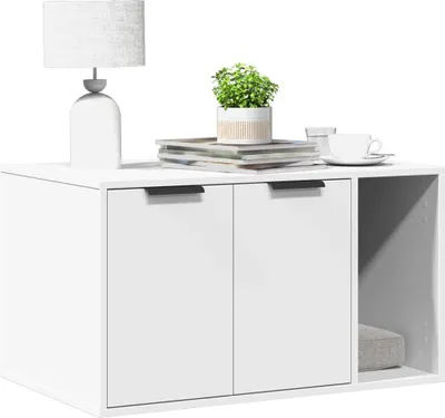 Produktbild von vidaXL Zásobník na stelivo bílý 80x50x45 cm Materiál na bázi dřeva