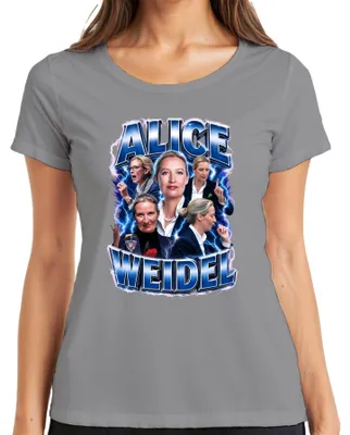Produktbild von Alice Weidel AfD Patriotismus Deutschland Statement Sarkasmus Mut Damen T-Shirt, Grau, 3XL
