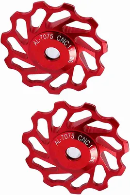 Obrázek produktu pro 2 x CNC slitina Jockey Wheel zadní řemenice pro MTB jízdní kolo Road Bike (červená 11T)