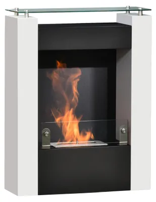Produktbild von HOMCOM Ethanol-Kamin -Ethanol-Brenner 0,9L 3 Std. Brenndauer Weiß+Schwarz