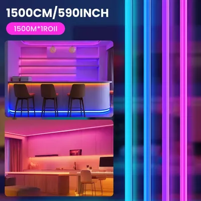 Produktbild von LED-Neonlichtband - RGB-LED-Streifen - 15 m, 1 Rolle - Fernbedienung und App - Musik-Synchronisation - Wasserdicht - SMD5050