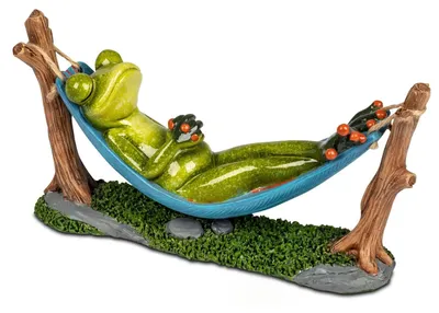 Produktbild von Dekofigur Froschmann in Hängematte - Kunststein, Formano Froschhausen