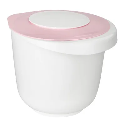 Produktbild von Zenker Rührschüssel 2 L mit Deckel PATISSERIE, Backschüssel aus schlagfestem Kunststoff, Rührtopf mit Spritzschutz (Farbe: Frozen Rose/Weiß)