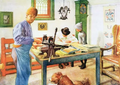 Produktbild von Kunstkarte Carl Larsson "Die Ätzwerkstatt"