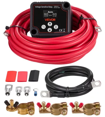 Zdjęcie produktu dla Zestaw podwójnego przekaźnika odcinającego akumulator VEVOR, 12 V, 140 A, przekaźnik wrażliwy na napięcie VSR z woltomierzem, ekranem LCD, przełącznikiem odcinającym akumulator, kompatybilny z akumulatorami kwasowo-ołowiowymi, do UTV, ATV