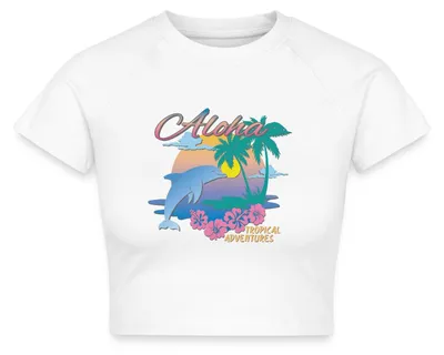 Produktbild von Spreadshirt Sommer Urlaub Aloha Strand Palmen Trend Crop Top, S, Weiß