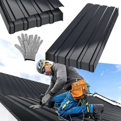Obrázek produktu pro Clanmacy 12x trapézový plech 115x45 cm=6 ㎡ Střešní plech pro přístřešek na auto antracitový profilovaný plech střešní plech vlnitý plech střešní panely stěnové plechy šedé barvy