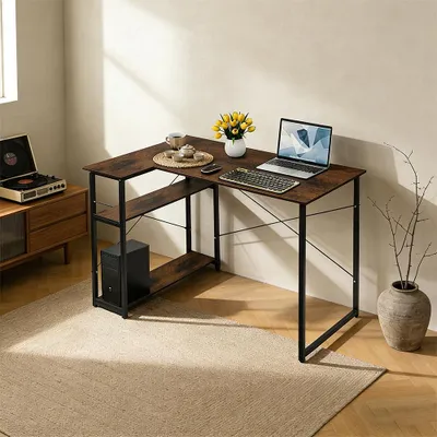Produktbild von L Form Schreibtisch Gaming Tisch Eckschreibtisch mit Verstellbare Ablagen,Stabiler Bürotisch Computertisch für kleine Räume,Homeoffice 120x75x70cm