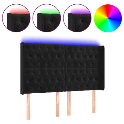 Immagine prodotto di vidaXL Testata LED nera 163x16x118/128 cm in velluto
