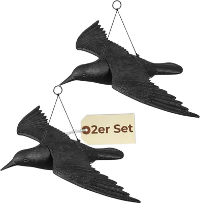 Produktbild von 2er Set Taubenabwehr Vogelabwehr Krähe Raben fliegend Attrappe Taubenschreck Vogelschreck Vogelabwehr Vogelscheuche Tauben vertreiben Set
