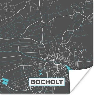 Produktbild von MuchoWow® Poster Stadtplan - Deutschland - Blau - Bocholt - Karte 50x50 cm - Wohnzimmerdekoration