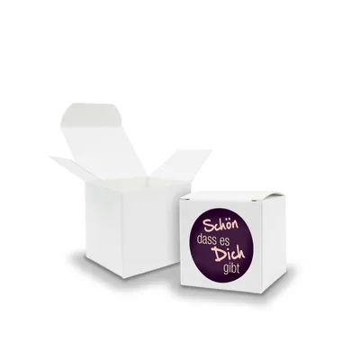 Produktbild von SET Schön dass es dich gibt (Motiv7) 24xFaltschachtel Würfel 5cm weiß + Sticker