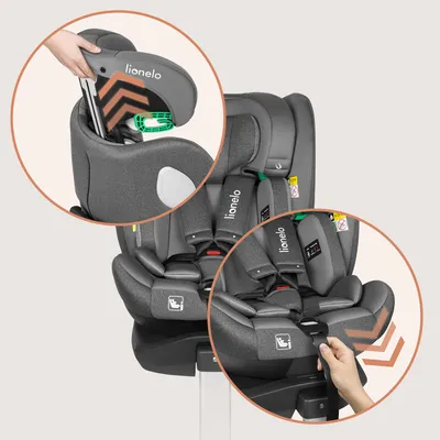 Produktbild von Lionelo Braam I-Size Kindersitz 360° drehbar für Kinder 0-36kg, ISOFIX+ Stützfuß, Vorwärts- und rückwärtsgerichtete Montage - Grau
