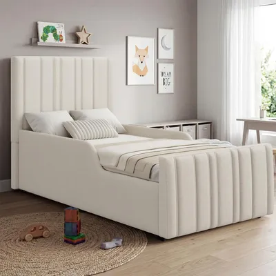Produktbild von Polsterbett mit Hydraulisches und Großem Stauraum Kinderbett Jugendbett 90 x 200cm beige