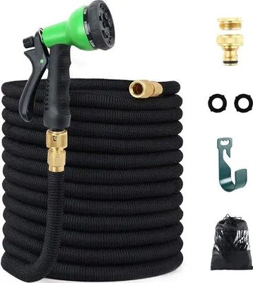 Immagine prodotto di Pistola per tubo da giardino estensibile, 8 modalità, lunghezza 22 m, acciaio inossidabile