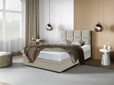 Image de Lit boxspring Sicile avec coffre de rangement sans matelas Lit double 140 cm (Fresh 02- beige)