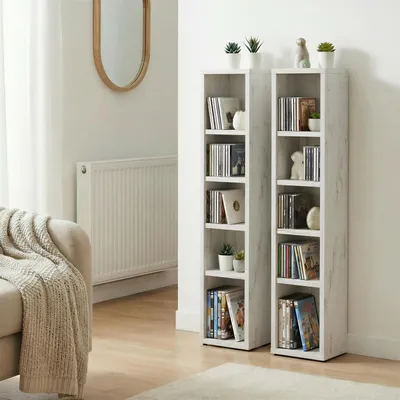 Produktbild von CD DVD Blueray Regal CHART in Shabby Chic – Zweiteiliges Medienregal, Aufbewahrung, CD-Ständer mit 10 Fächern für bis zu 160 CDs, 20x187 cm (B x H)