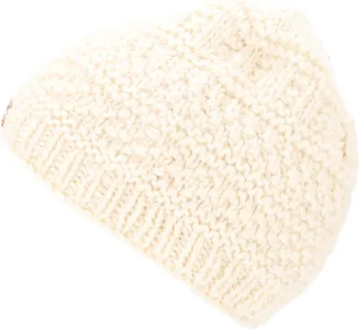 Produktbild von Einfarbige Handgestrickte Wollmütze aus Nepal - Naturweiß, Uni, Creme-weiß, Wolle, Hüte, Mützen
