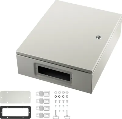Zdjęcie produktu dla SucceBuy Obudowa stalowa NEMA, 20 x 16 x 6 cali, wodoodporna skrzynka przyłączeniowa NEMA 4X, pyłoszczelna zewnętrzna/wewnętrzna skrzynka przyłączeniowa IP66 z płytą montażową