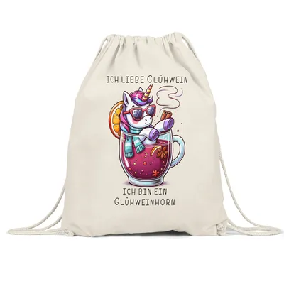 Produktbild von Ich bin ein Glühweinhorn Turnbeutel Einhorn Weihnachten Glühwein Wichtelgeschenk